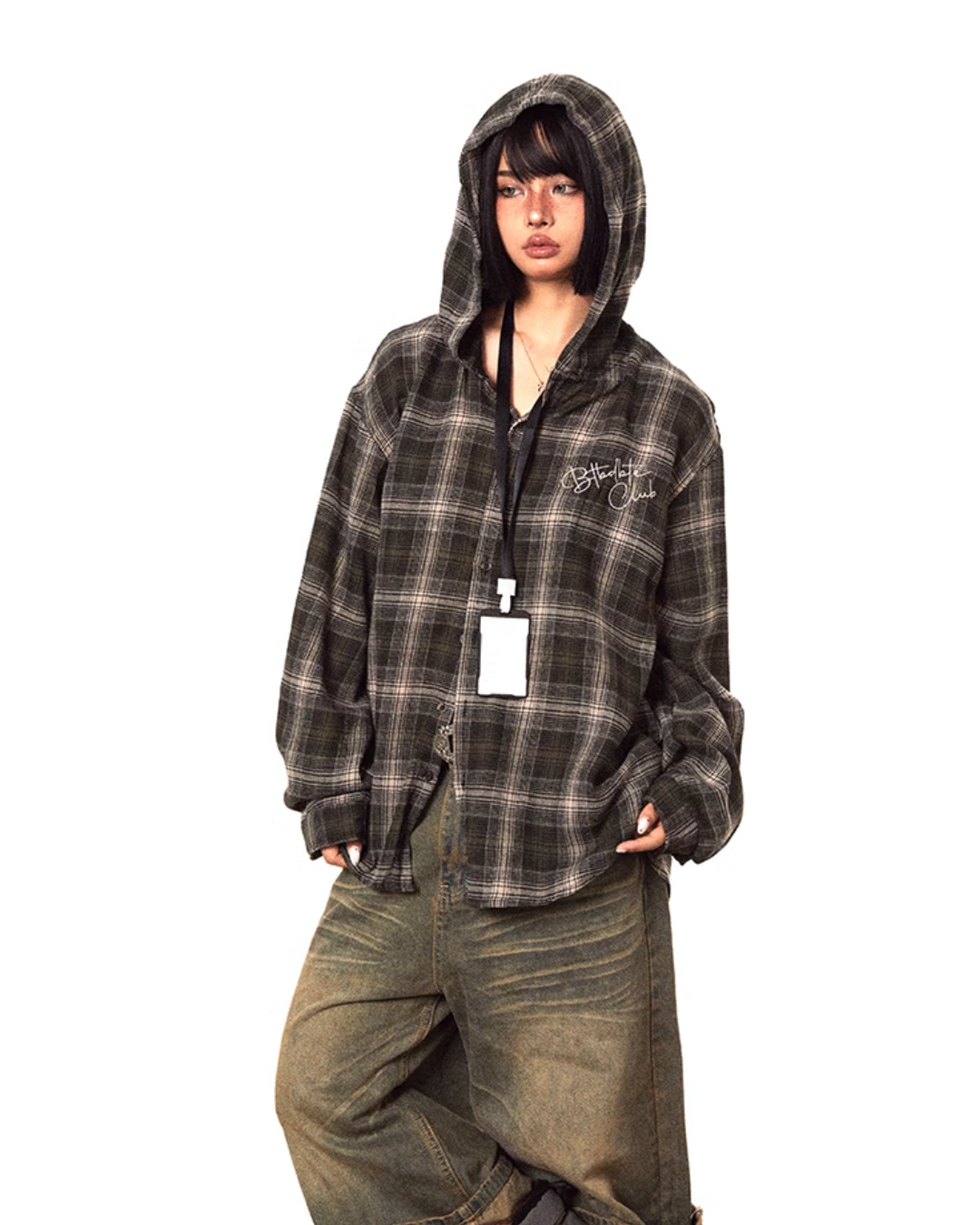 Plaid Hood Shirt Jacket BLB0028
