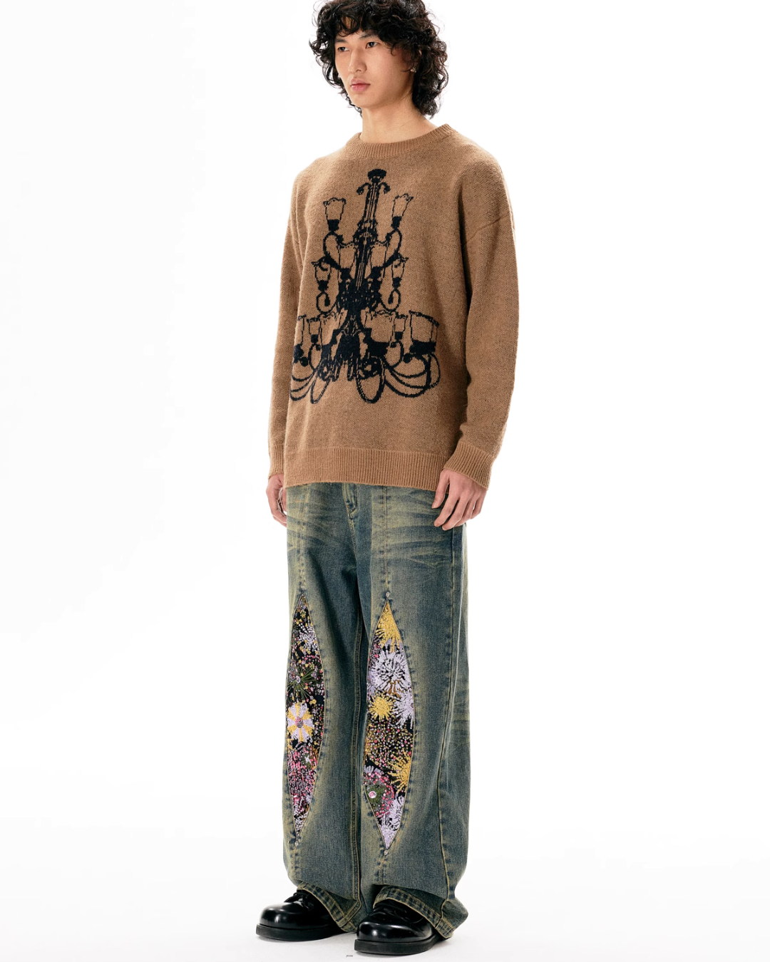 Retro Floral Design Denim Pants ART0001