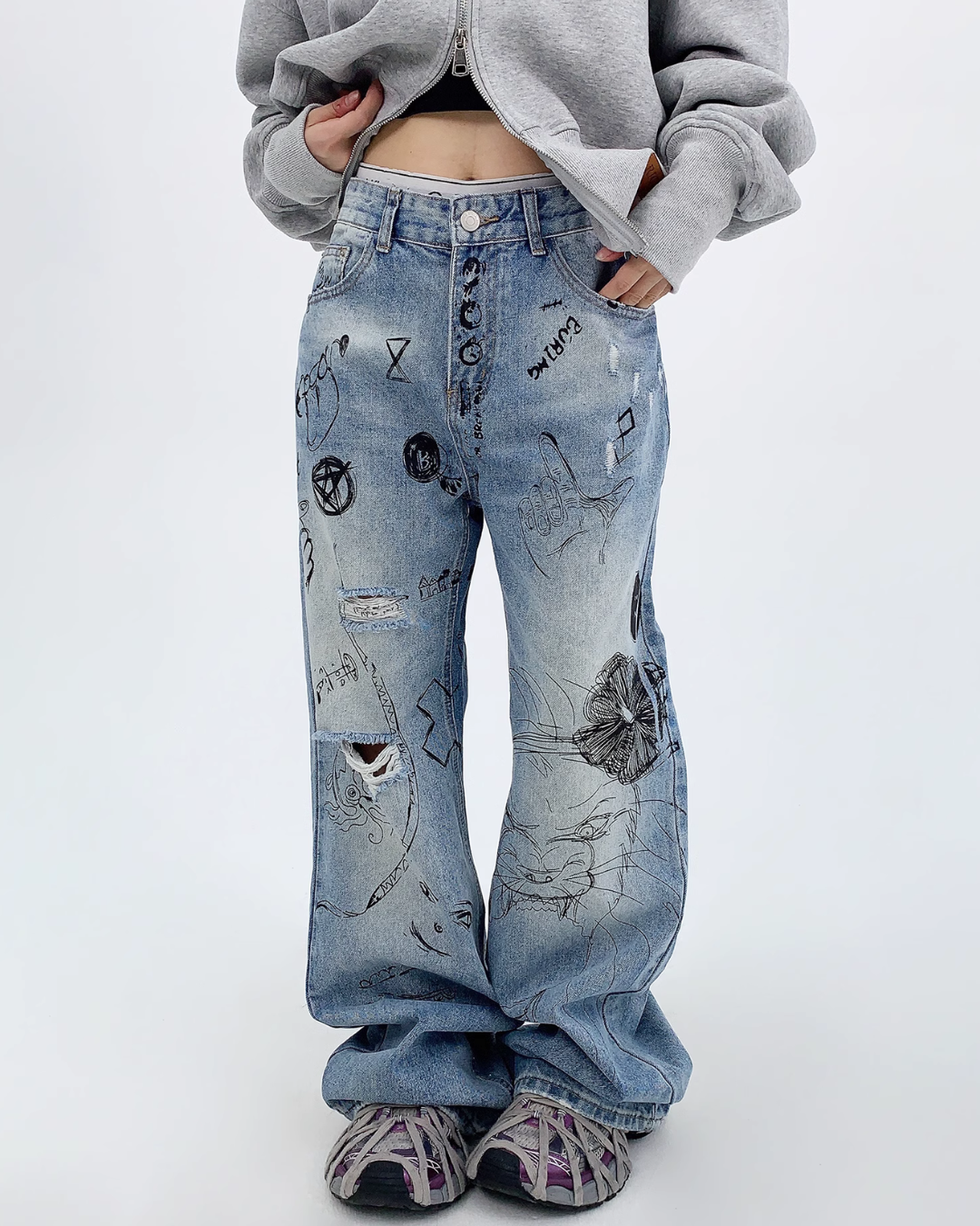 Graffiti Design Denim Pants YLS0521