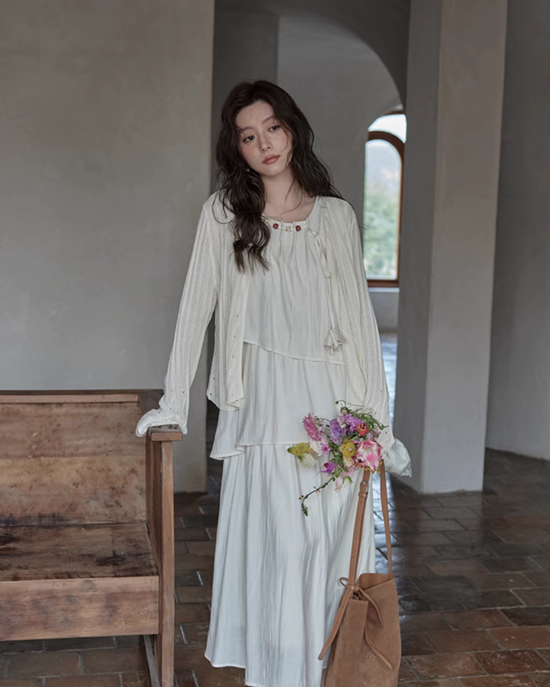 Asymmetrical Tiered Dress / Summer Knit Cardigan SMS0001