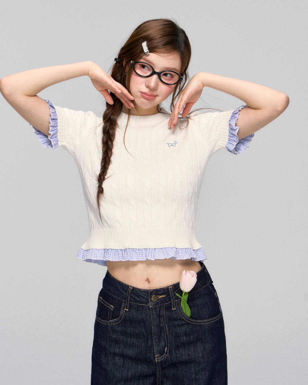 Cable Short Sleeve Knit ASG0027