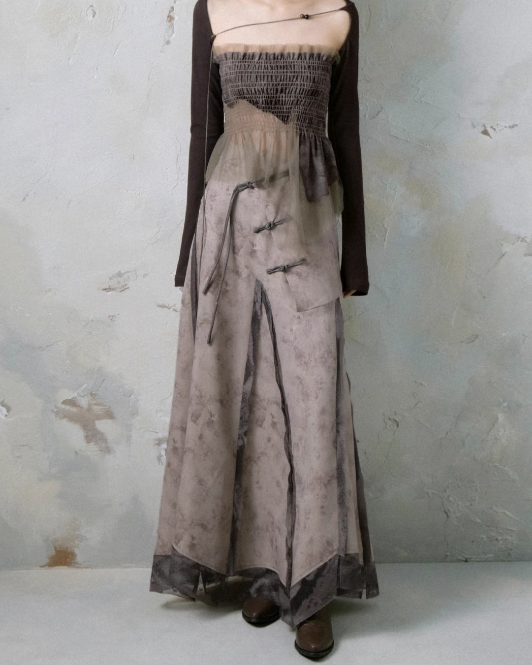 Chinese Buckle Lace Skirt SHE0006
