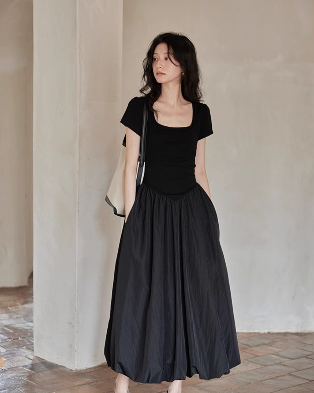 Square Neck Balloon Dress SMS0004