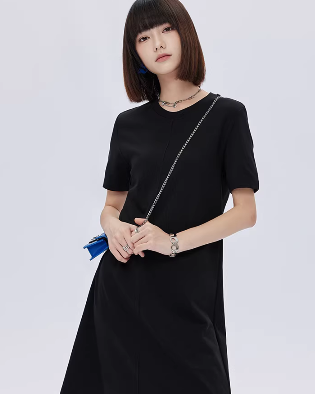 Crew Neck T-Shirt Short Dress SHN0010
