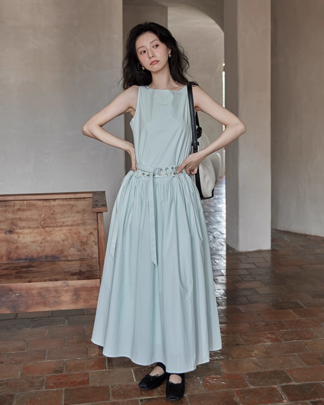 Two Stripe Belt Pastel Dress SMS0014