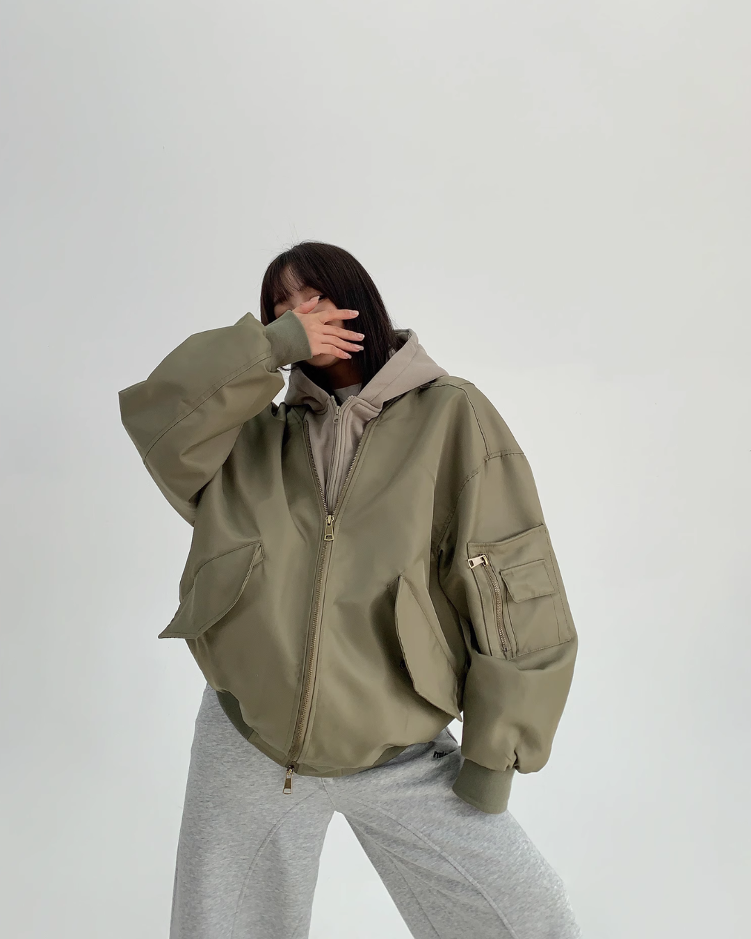 Layered Style Double Zip Hooded Jacket YLS0828