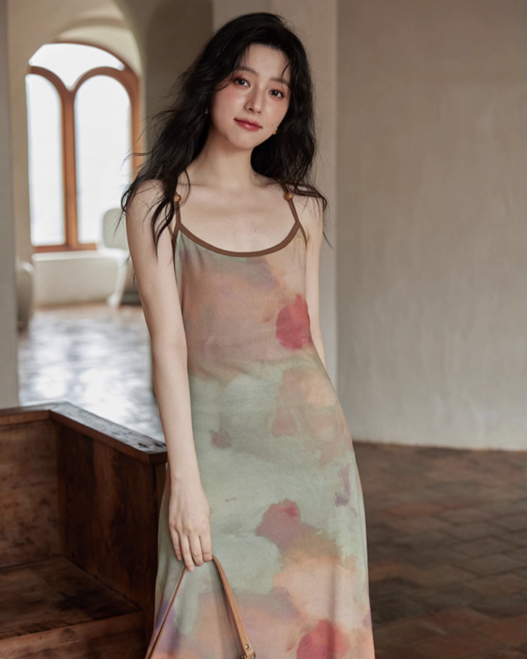 Marble Pattern Camisole Long Dress SMS0013