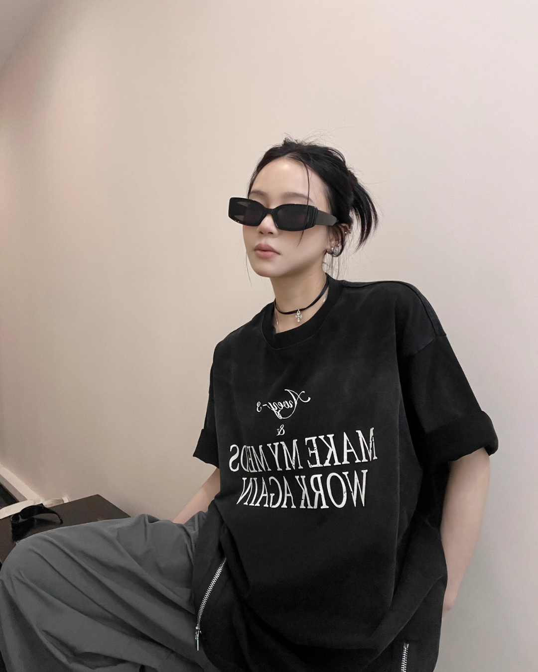 Stylish Logo Zip T-Shirt YLS0288