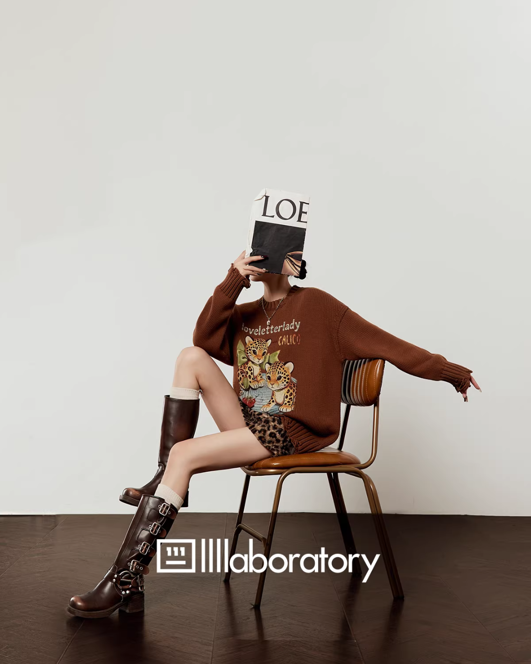 Tiger Print Knit Top / Leopard Mini Skirt LLA0632