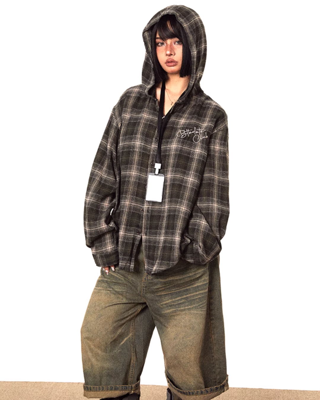Plaid Hood Shirt Jacket BLB0028