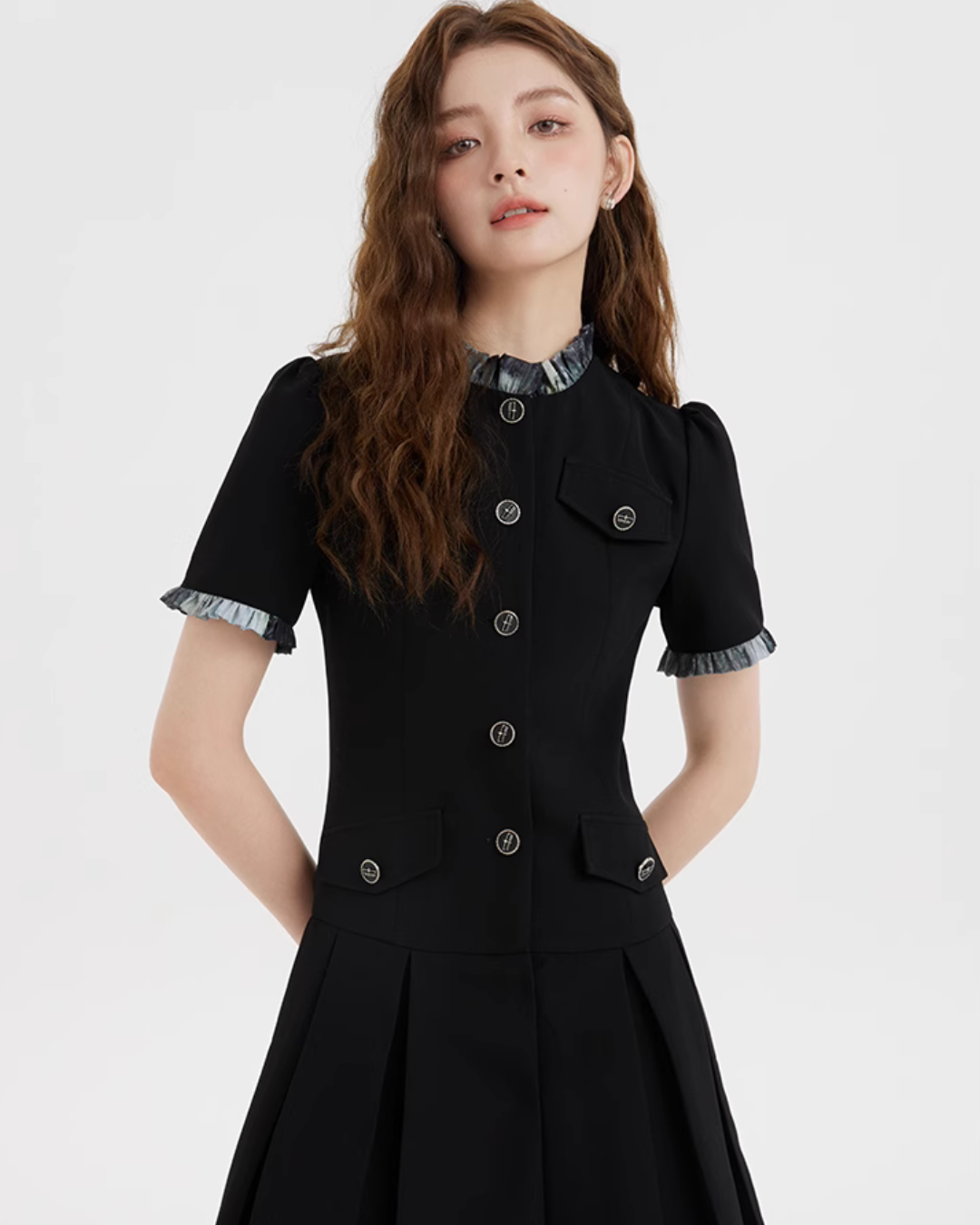 Box Pleat Tweed Dress LSN0008