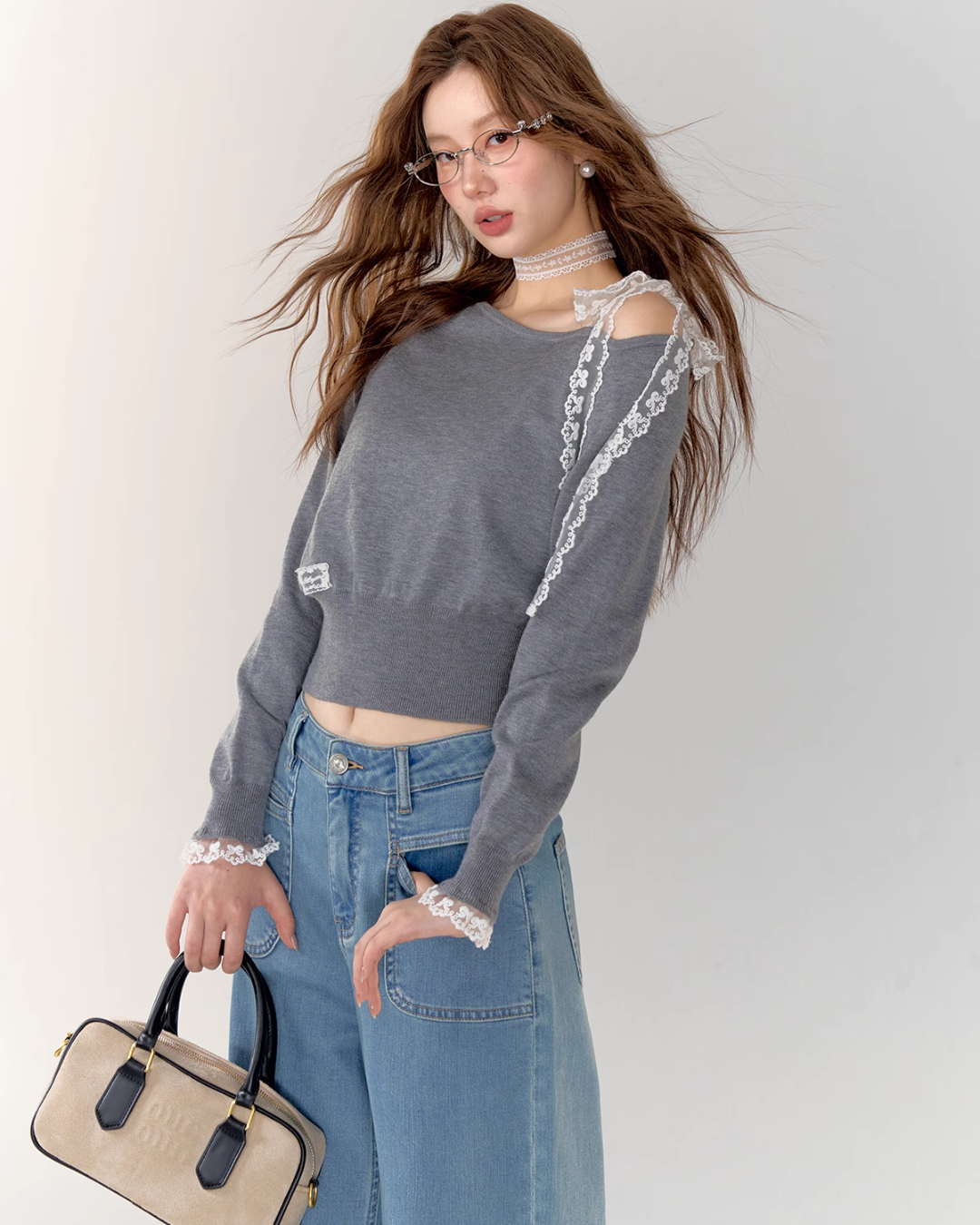 Race Ribbon One Shoulder Tops ASG0023