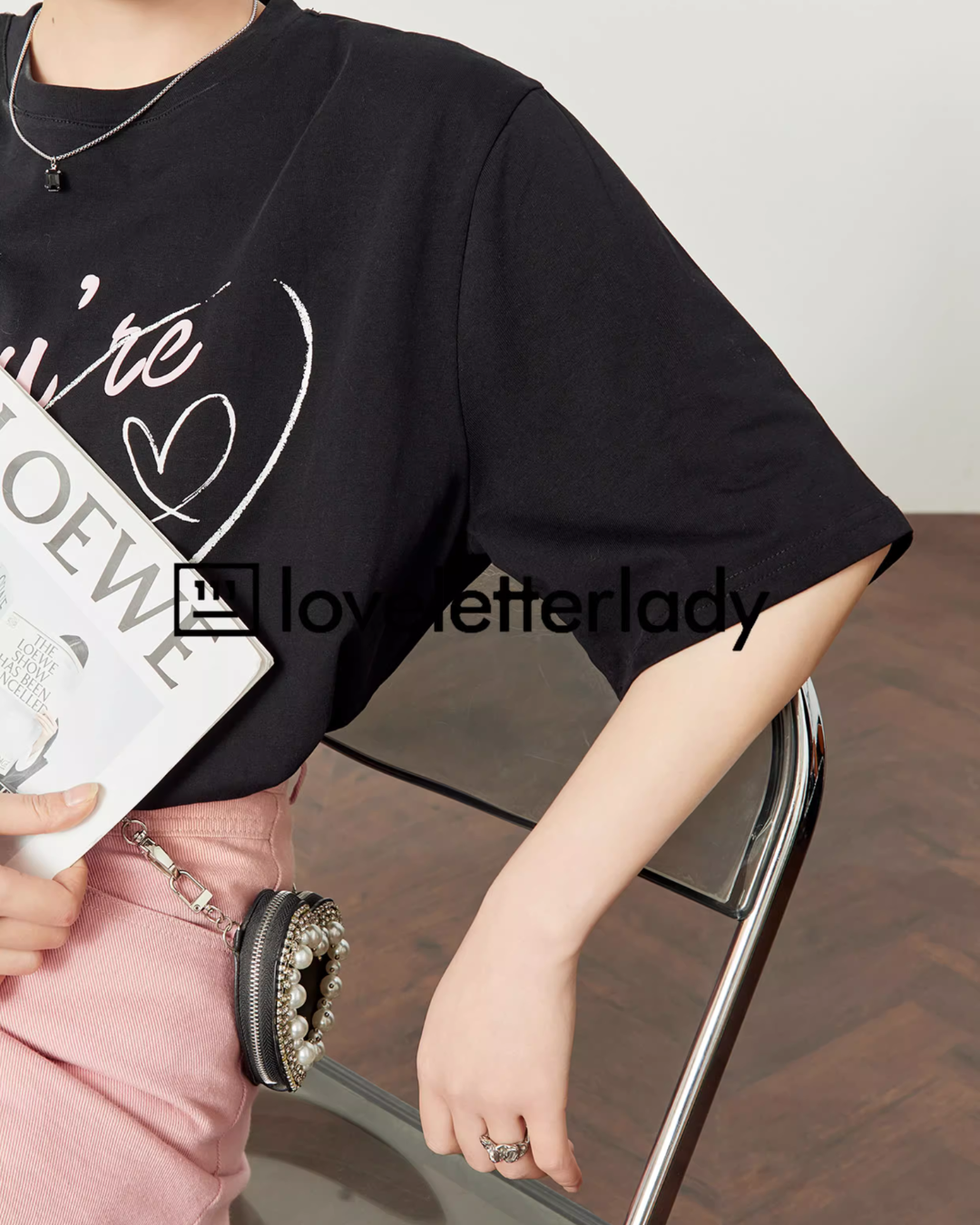 Heart Letter Round Neck Top LLA0465