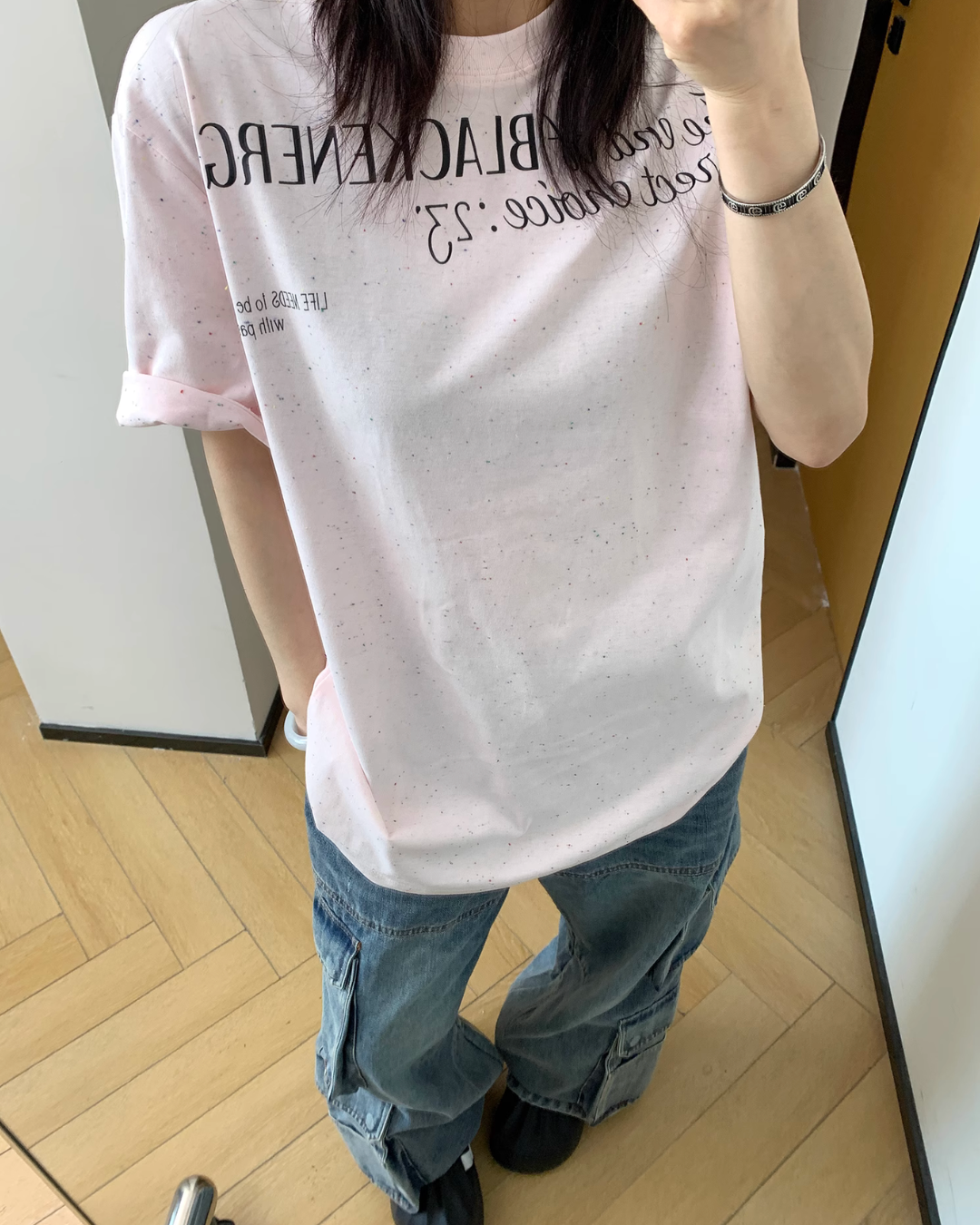 Dot Fabric Print Short Sleeve T-Shirt YLS0838
