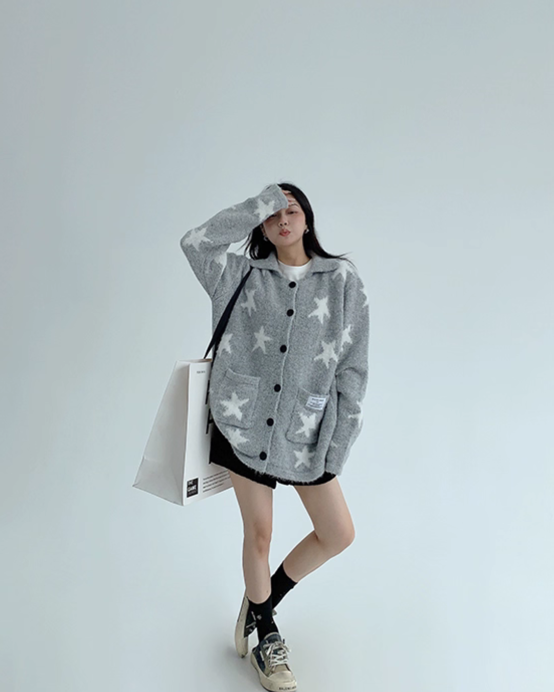 Star-Patterned Knit Cardigan YLS0952
