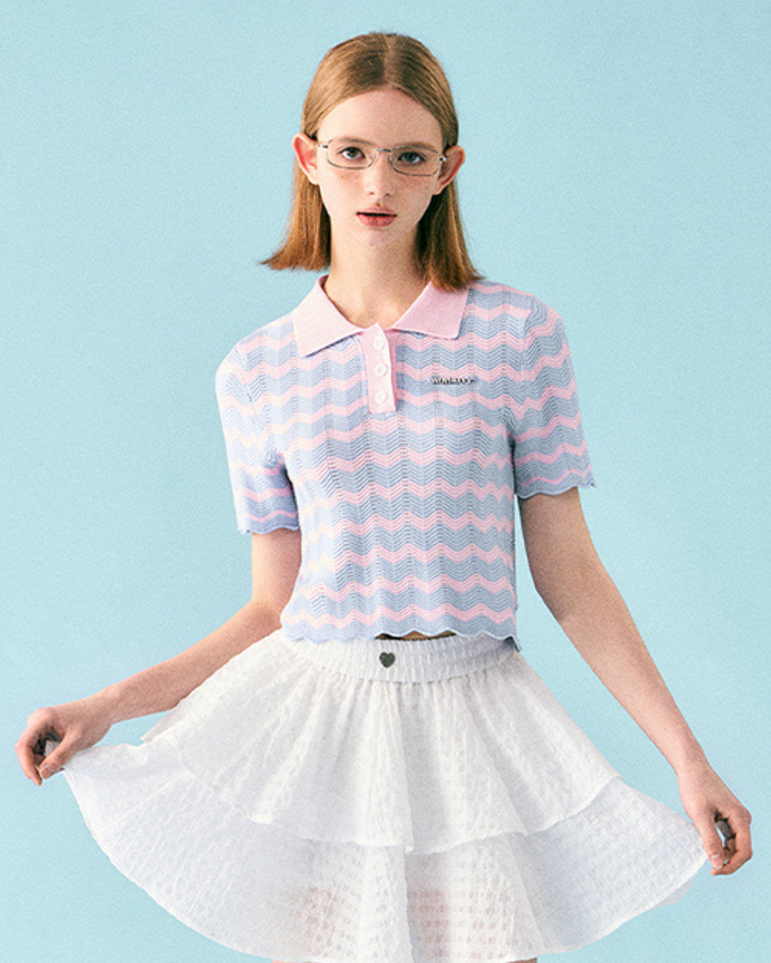 Wave Stripe Short Sleeve Knit WBL0019