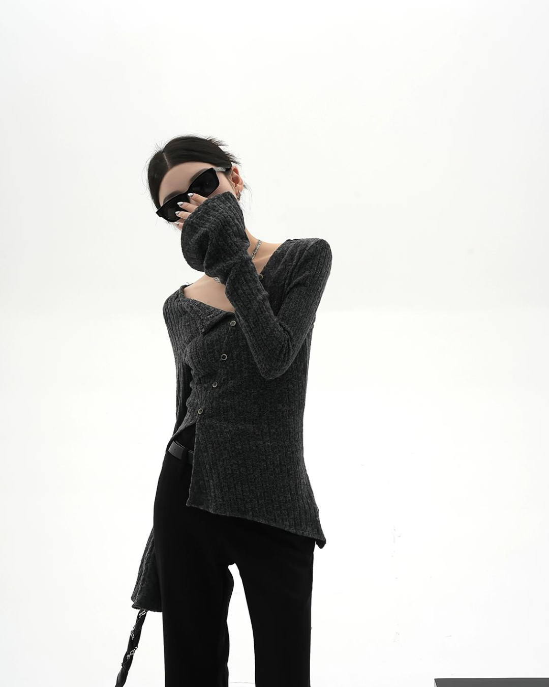 Asymmetry Knit Cardigan SRS0151