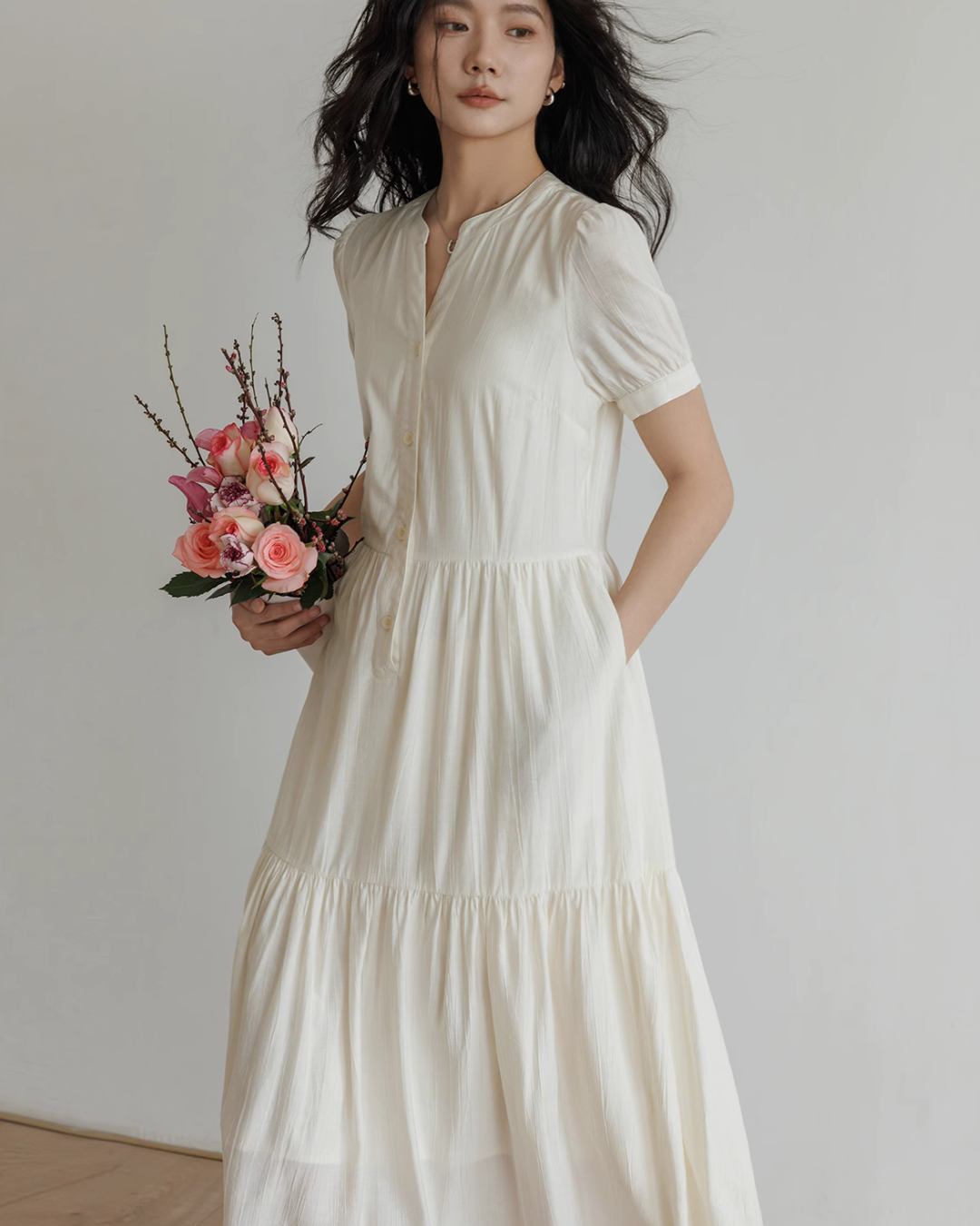 Natural Tiered Dress VAS0018