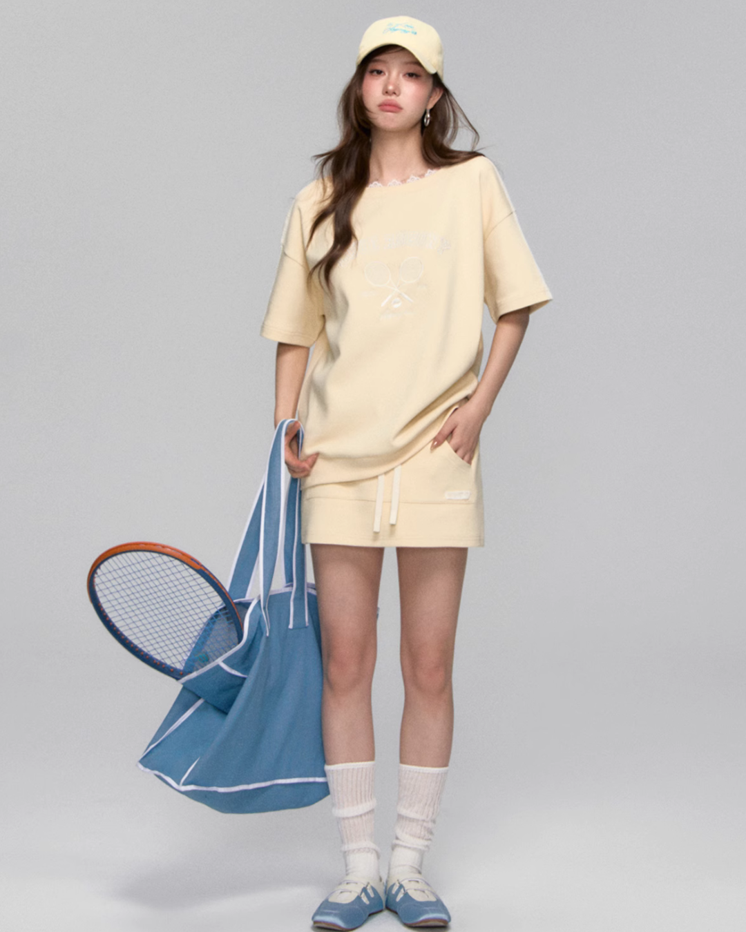 One Shoulder Sweat Top / Sweat Mini Skirt ASG0044