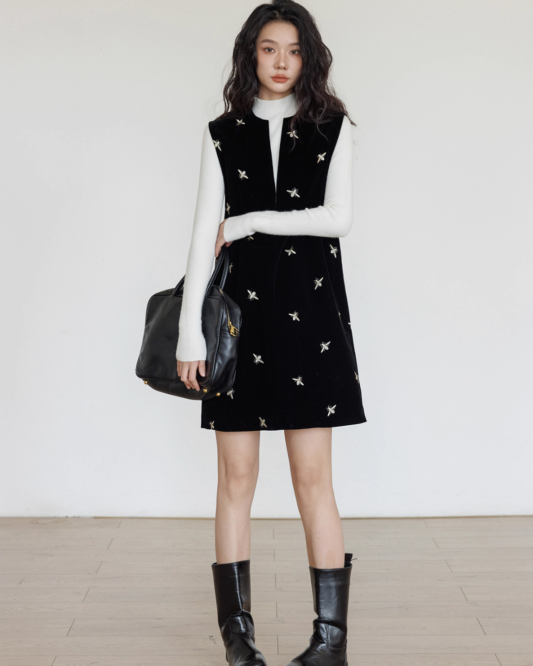 V-Neck Embroidered Vest Dress VAS0136