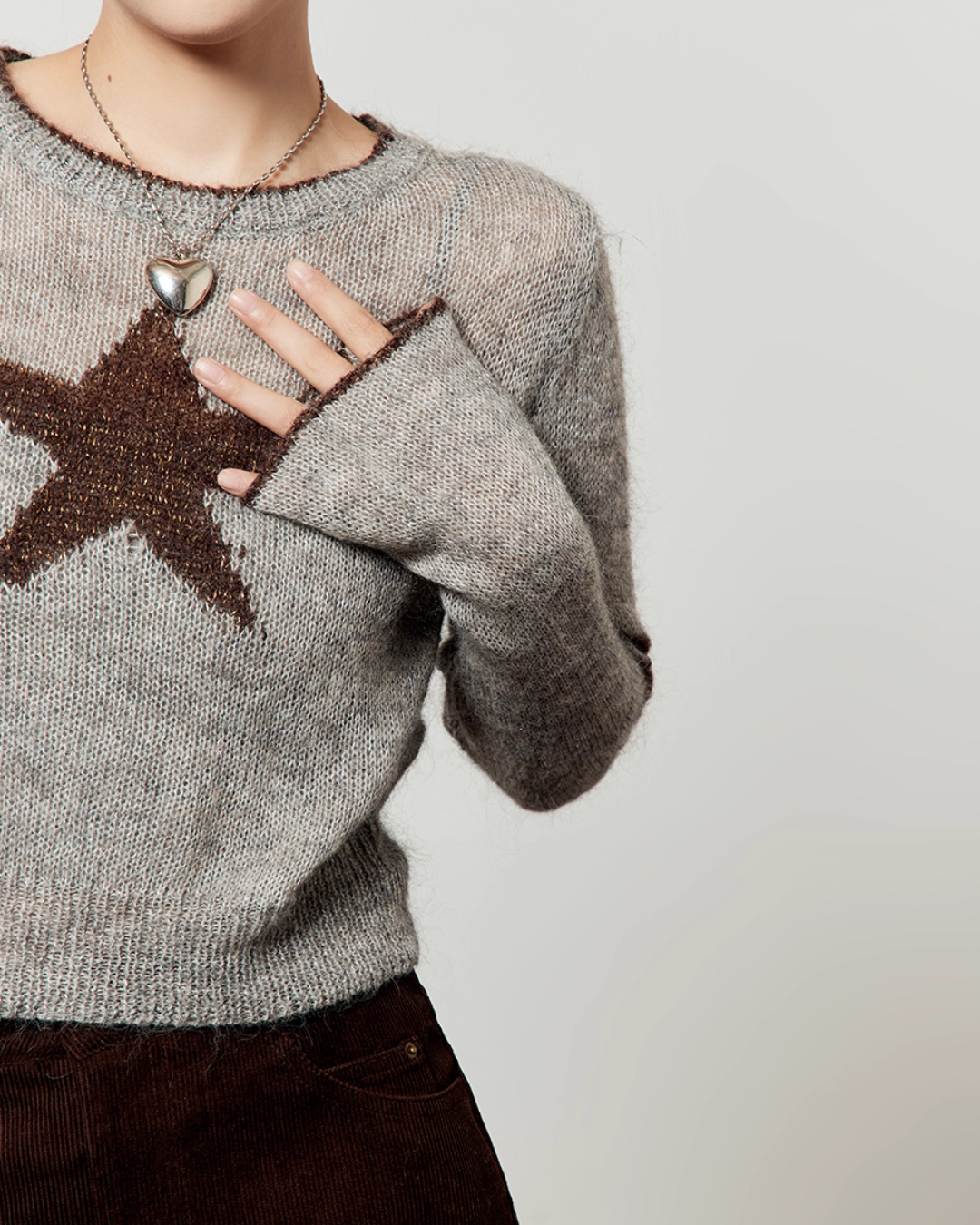 Star Round Neck Knit / A-line Mini Skirt LLA0539