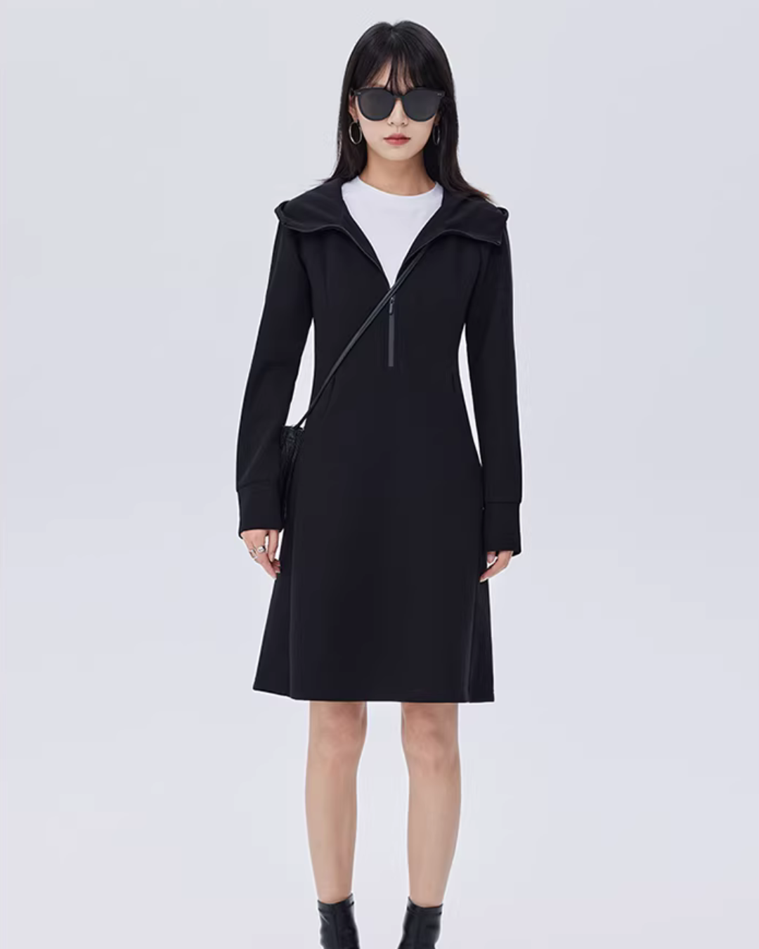 Zip-Up Long Sleeve Dress SHN0017