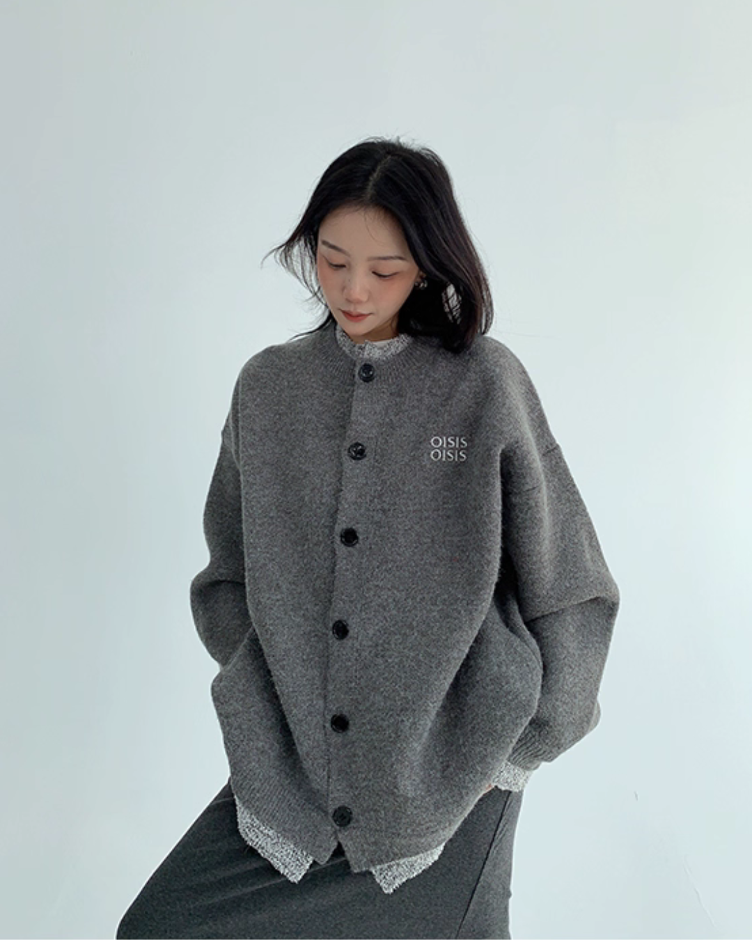 Layered Style Round Neck Knit Cardigan YLS0989