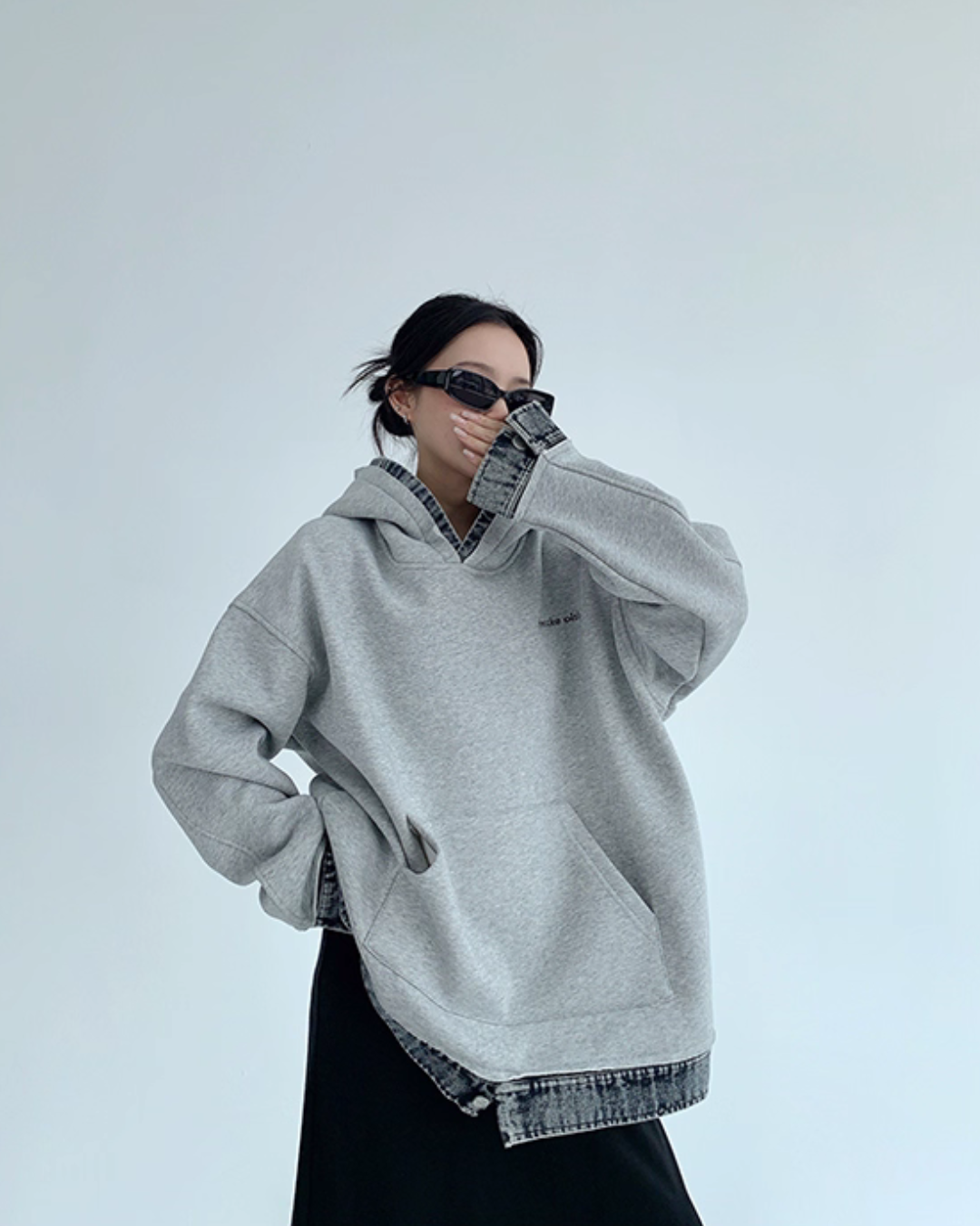 Layered-Style Sweatshirt Hoodie YLS0954
