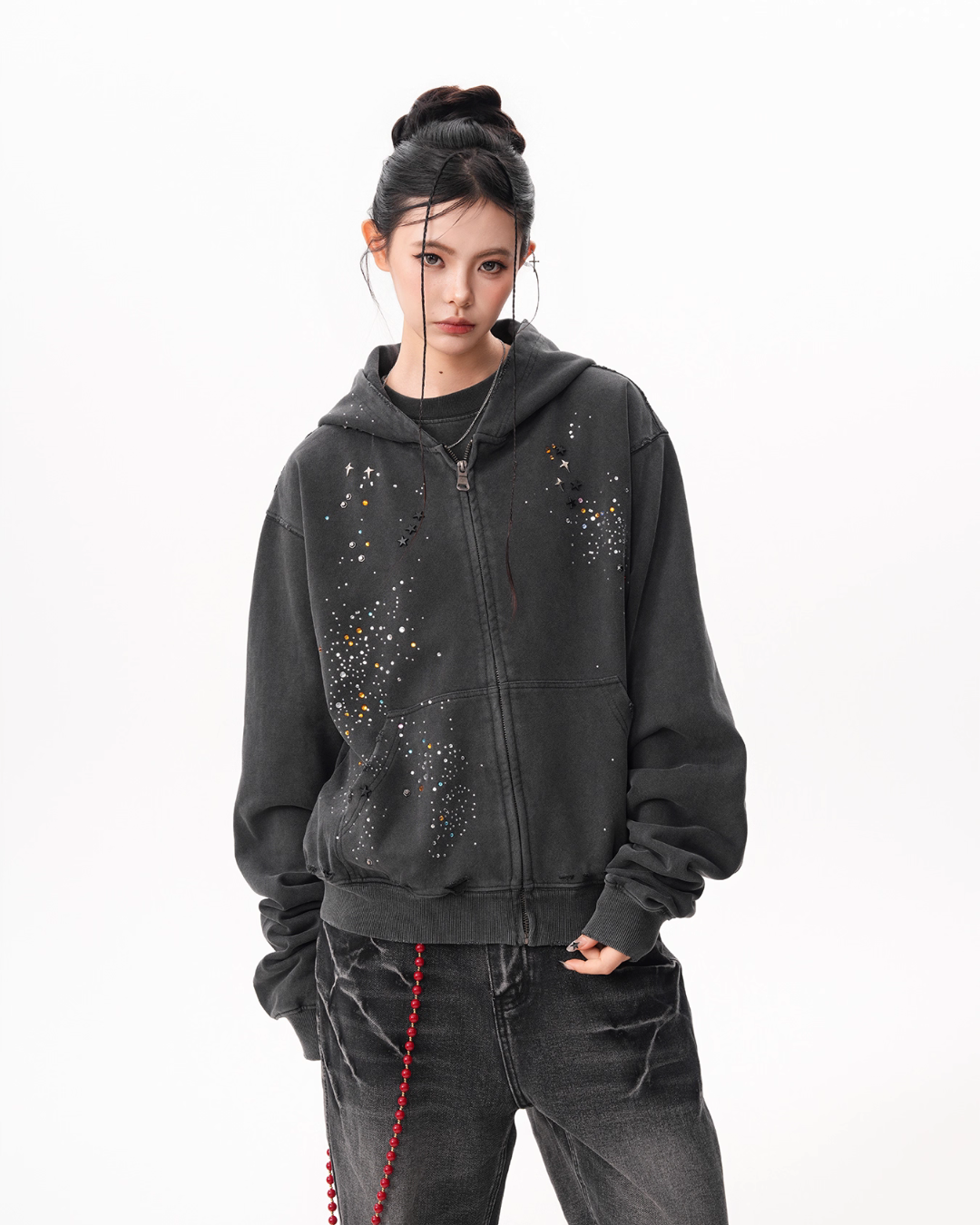 Vintage Sequin Zip Hoodie BWA0001