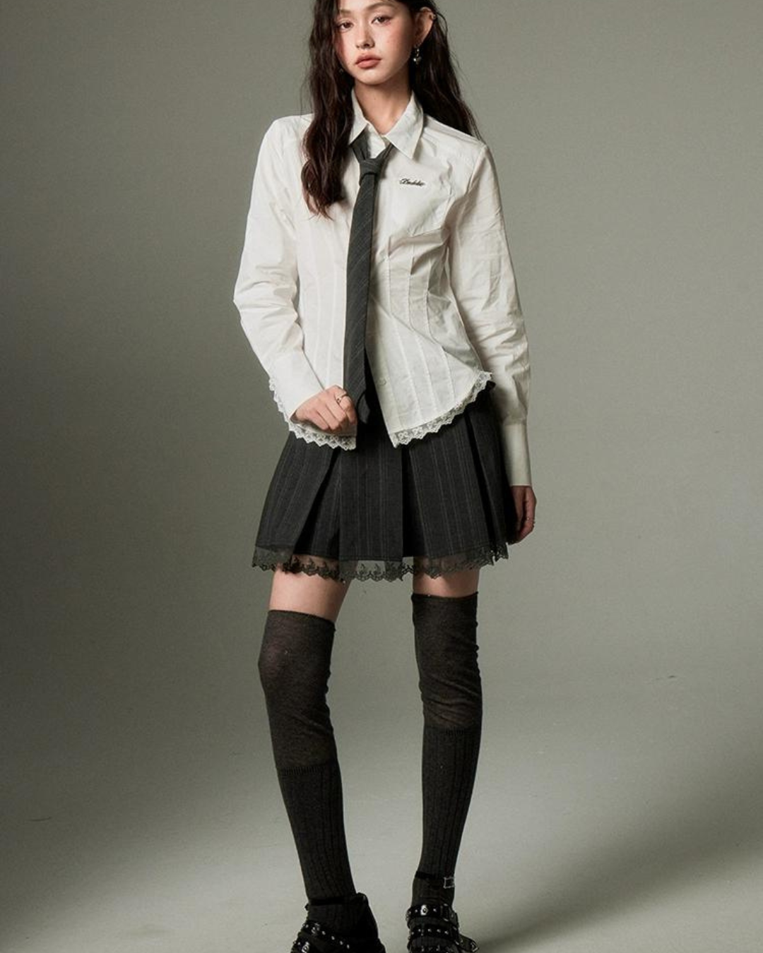 Lace Basic Long Sleeve Shirt DDM0012