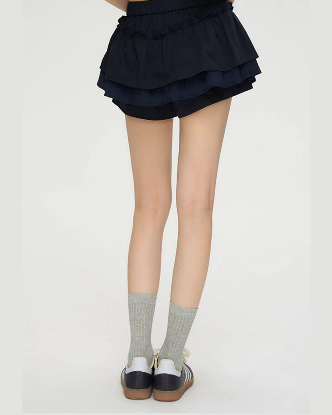 Navy Blue Double Layer Skirt PUC0017