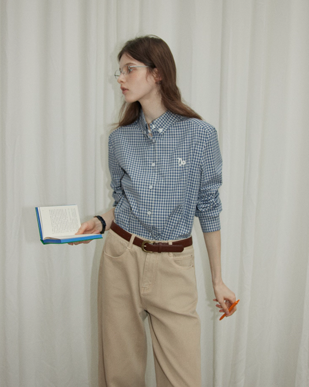 Gingham Check Long-Sleeve Shirt RLZ0012