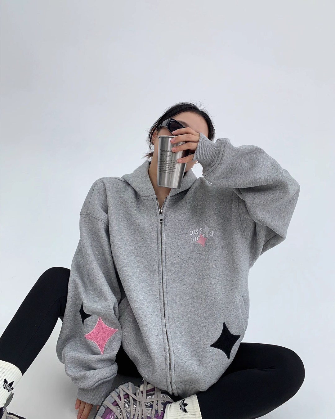 Diamond Patch Zip Hoodie YLS0609