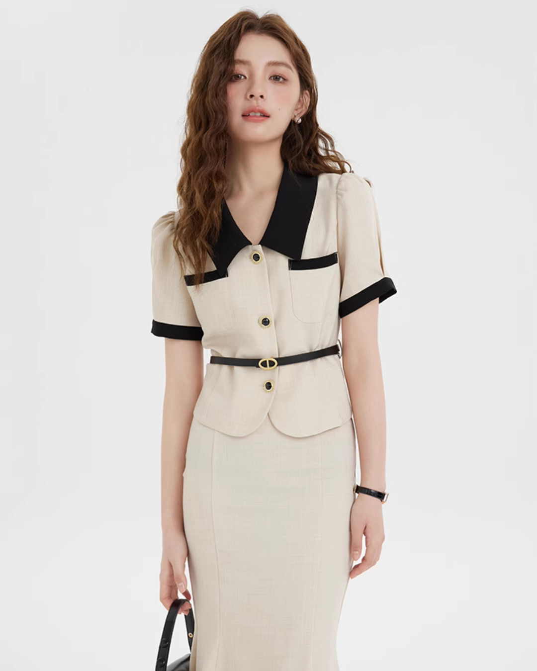 Color Blocked Tops & Line Flare Skirt LSN0002
