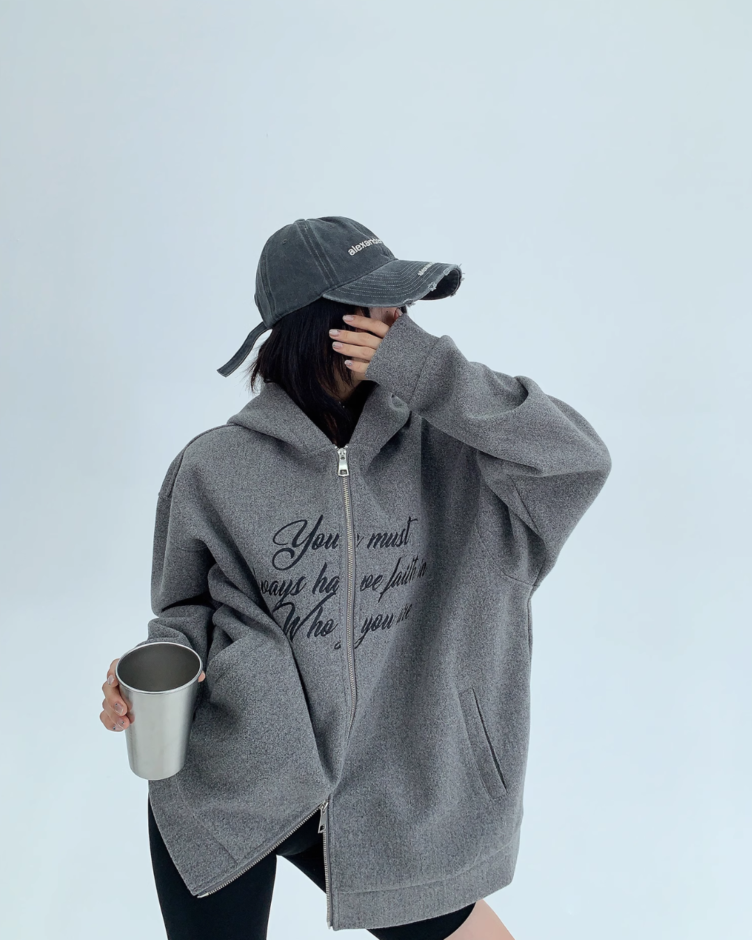 Double Zipper Logo Hoodie YLS0350