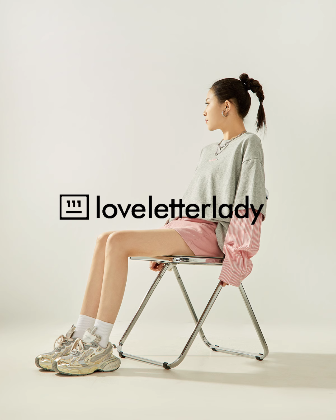 Pink Striped Shirt Layered Short Sleeve T-Shirt LLA0418