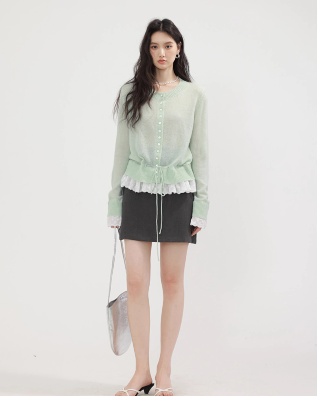 Round Neck Frill Flare Cardigan CHS0009