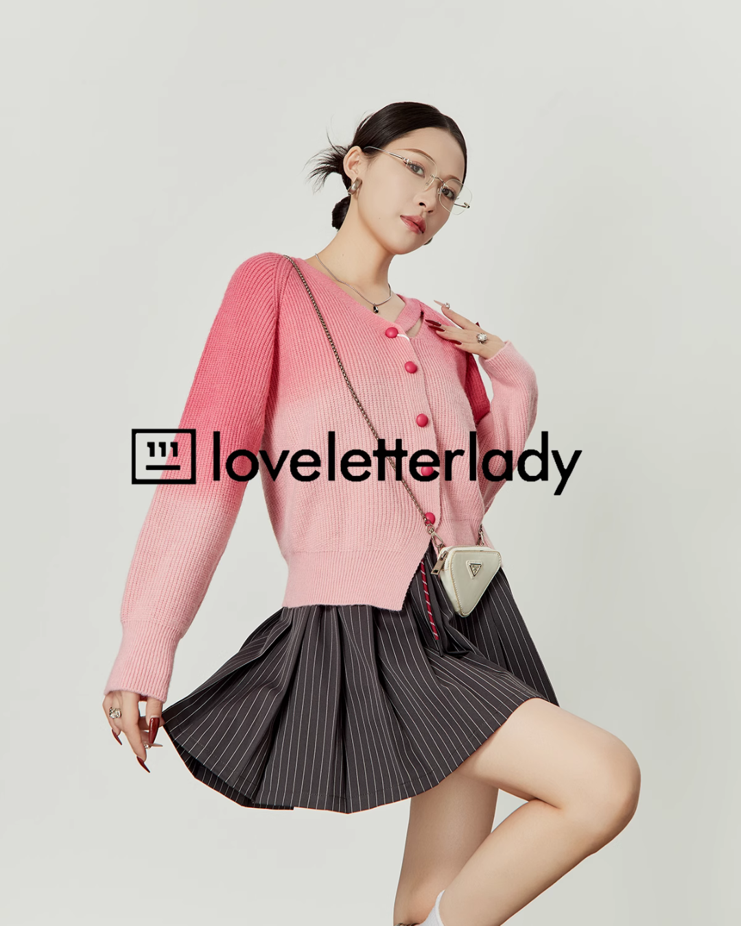 Pink Gradient Knit Cardigan LLA0417