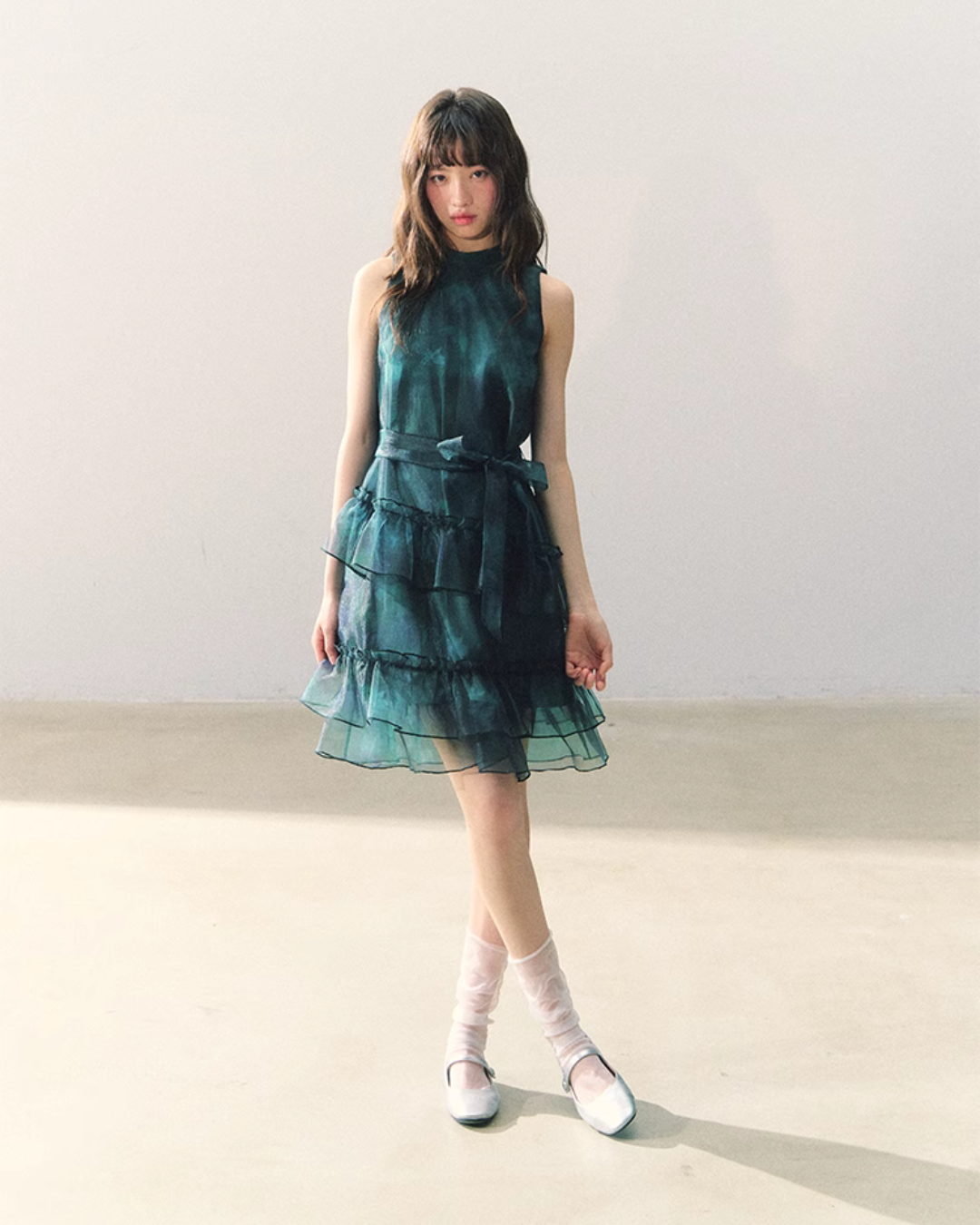 Dark Green Chiffon Dress CAS0005