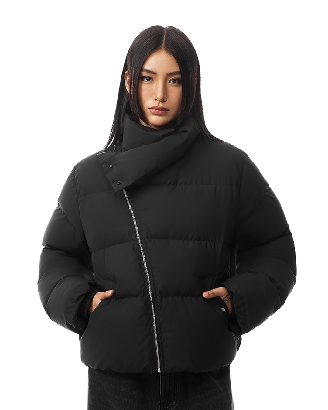 Zipper Stand Collar Short Down Jacket FDR0011