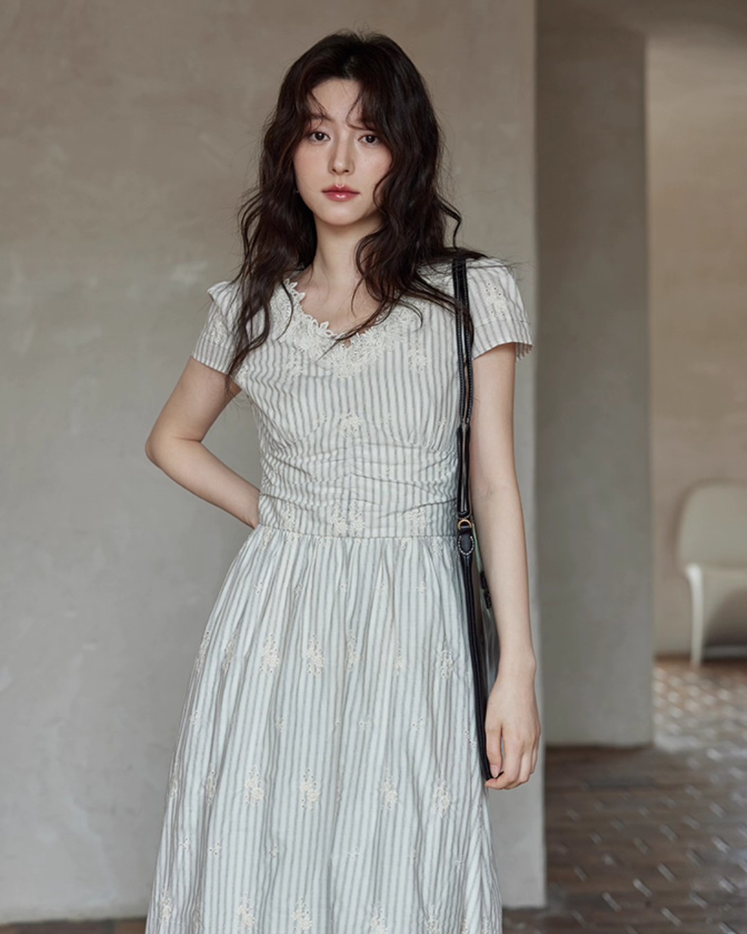 V-Neck Stripe Dress SMS0020