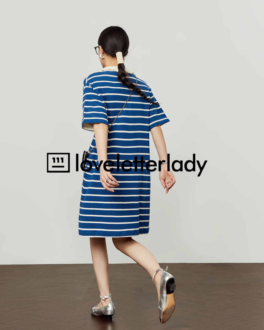 Border Short Sleeve Knit Dress LLA0440