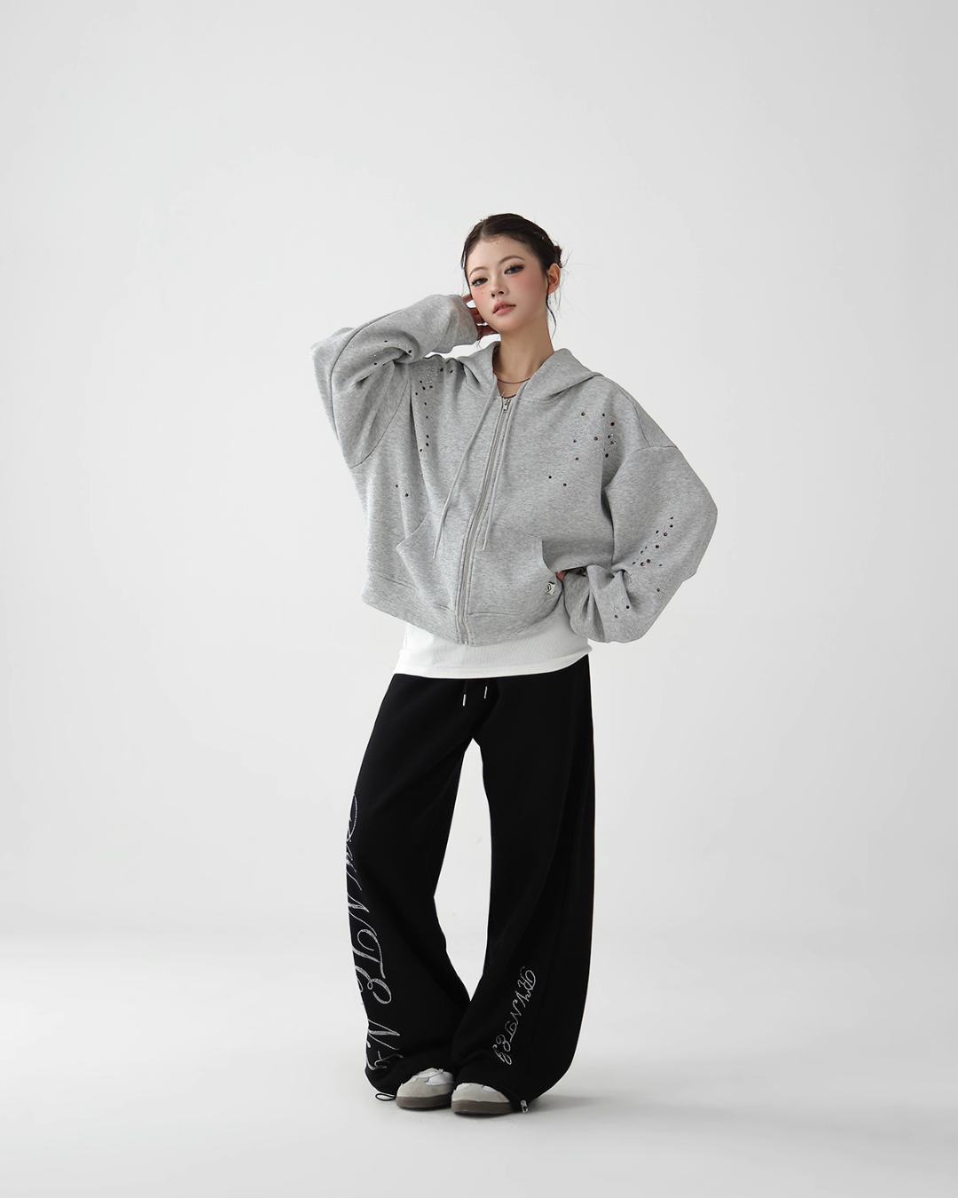 Sequin Embroidered Zip Hoodie ACS0278