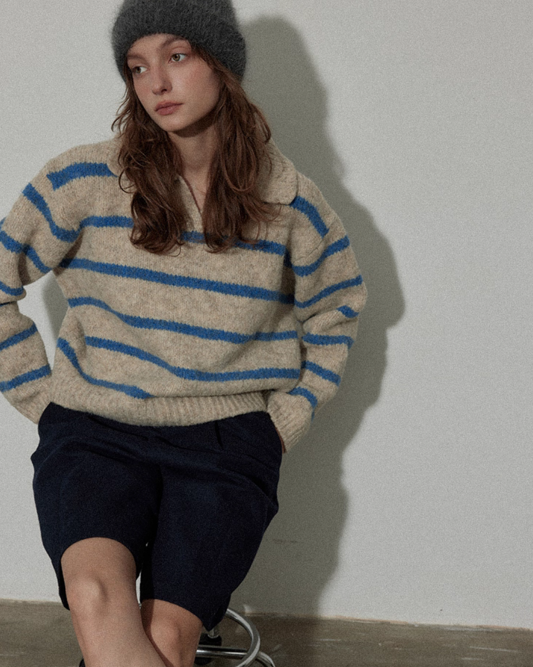 Border Polo Knit Top RLZ0005