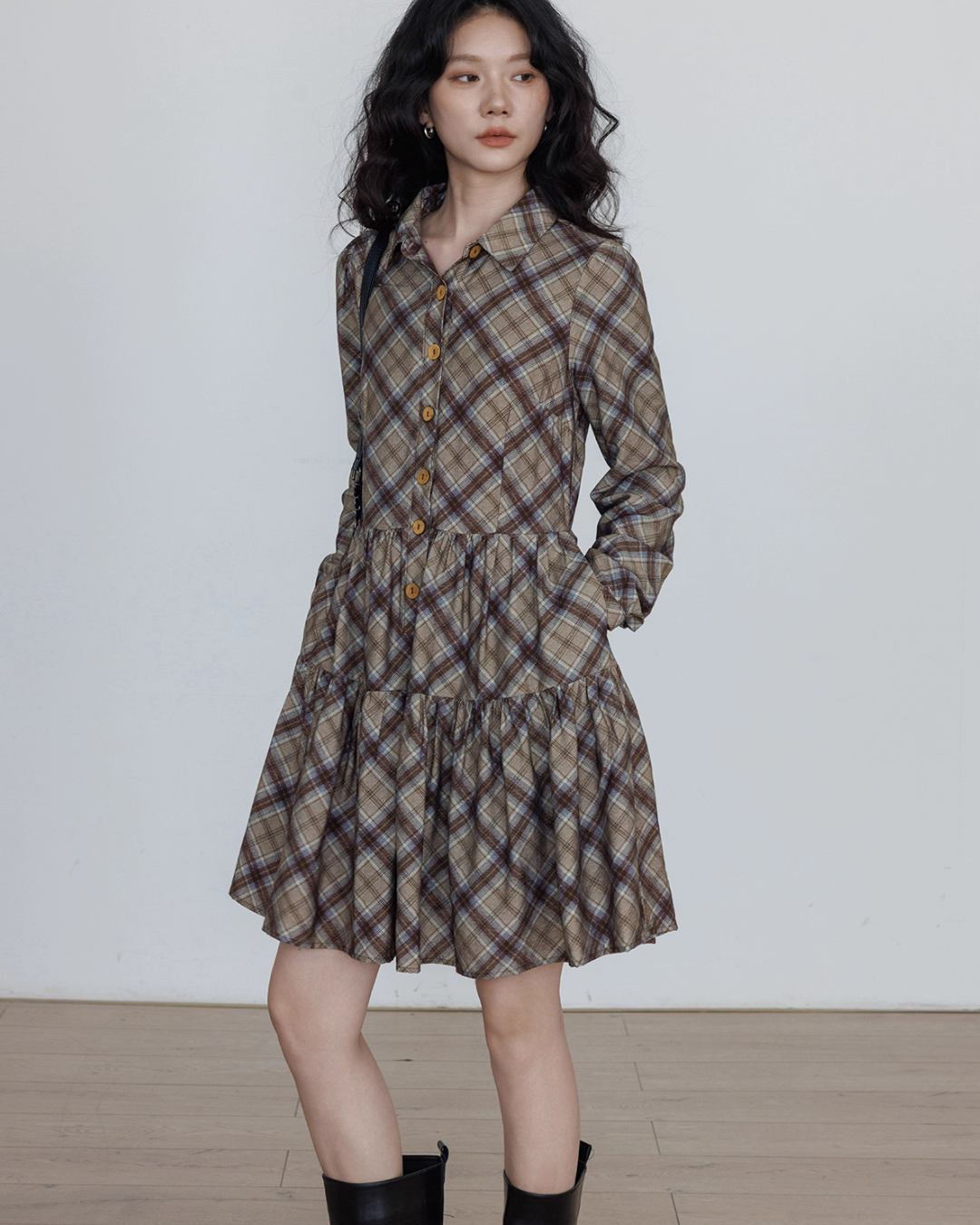 Retro Paid Flare Dress VAS0158
