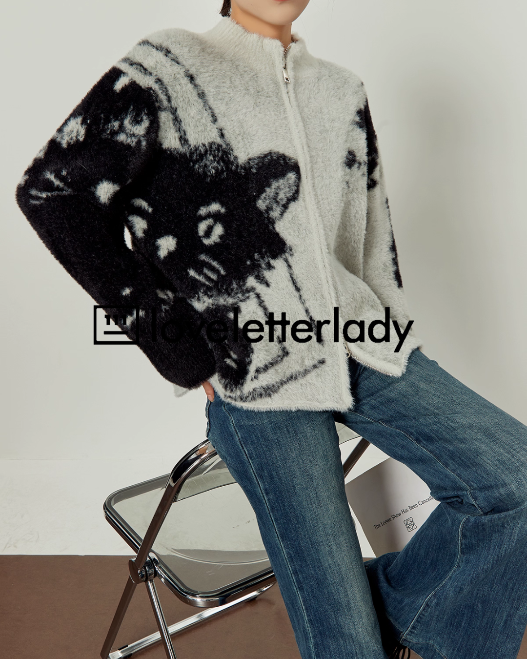 Cat Double Zip Knit LLA0522