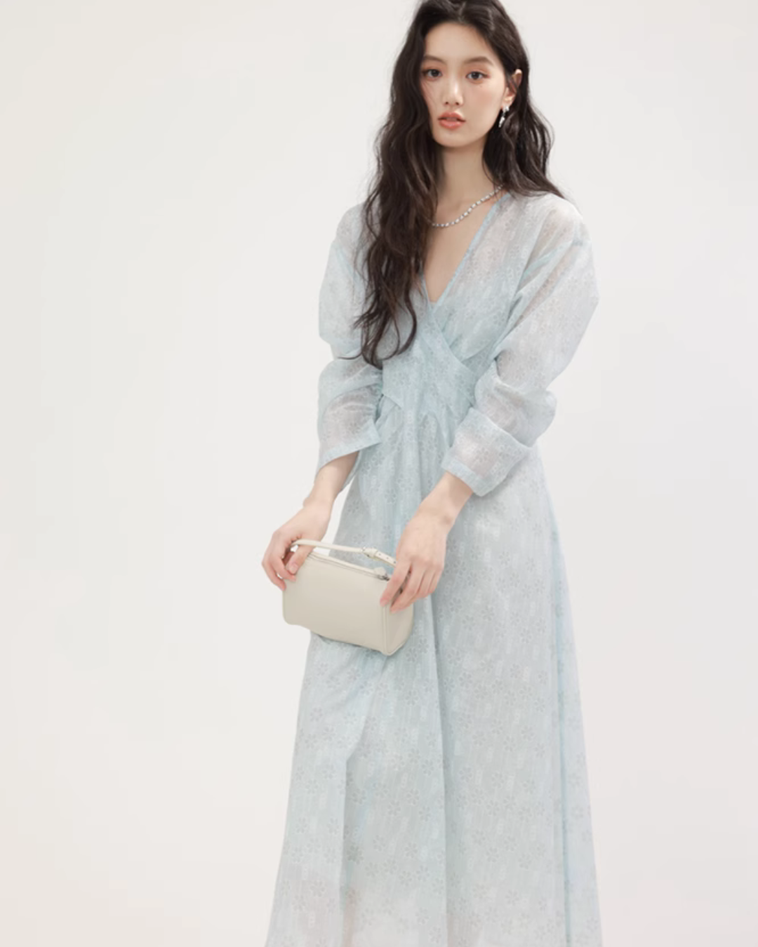 V-Neck Floral Patterned Long Dress CHS0003