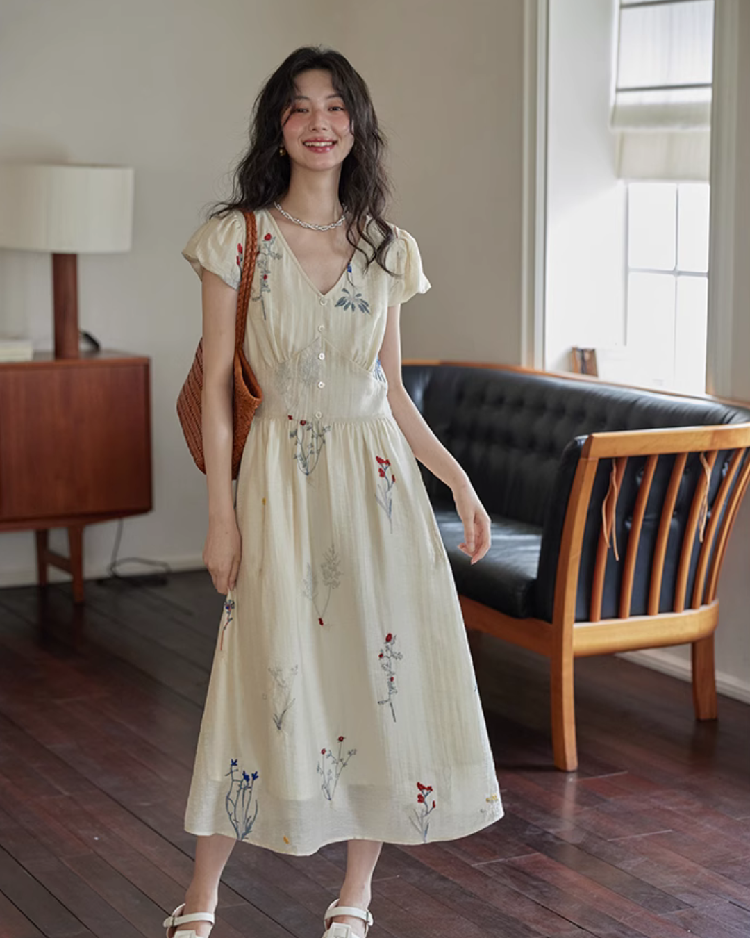 V-Neck Floral Flare Dress SMS0005