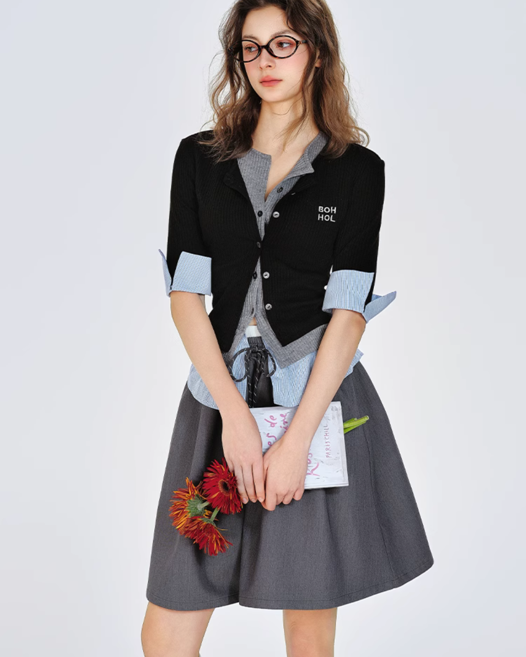 Layered Style V-Neck Slim Knit BHB0002