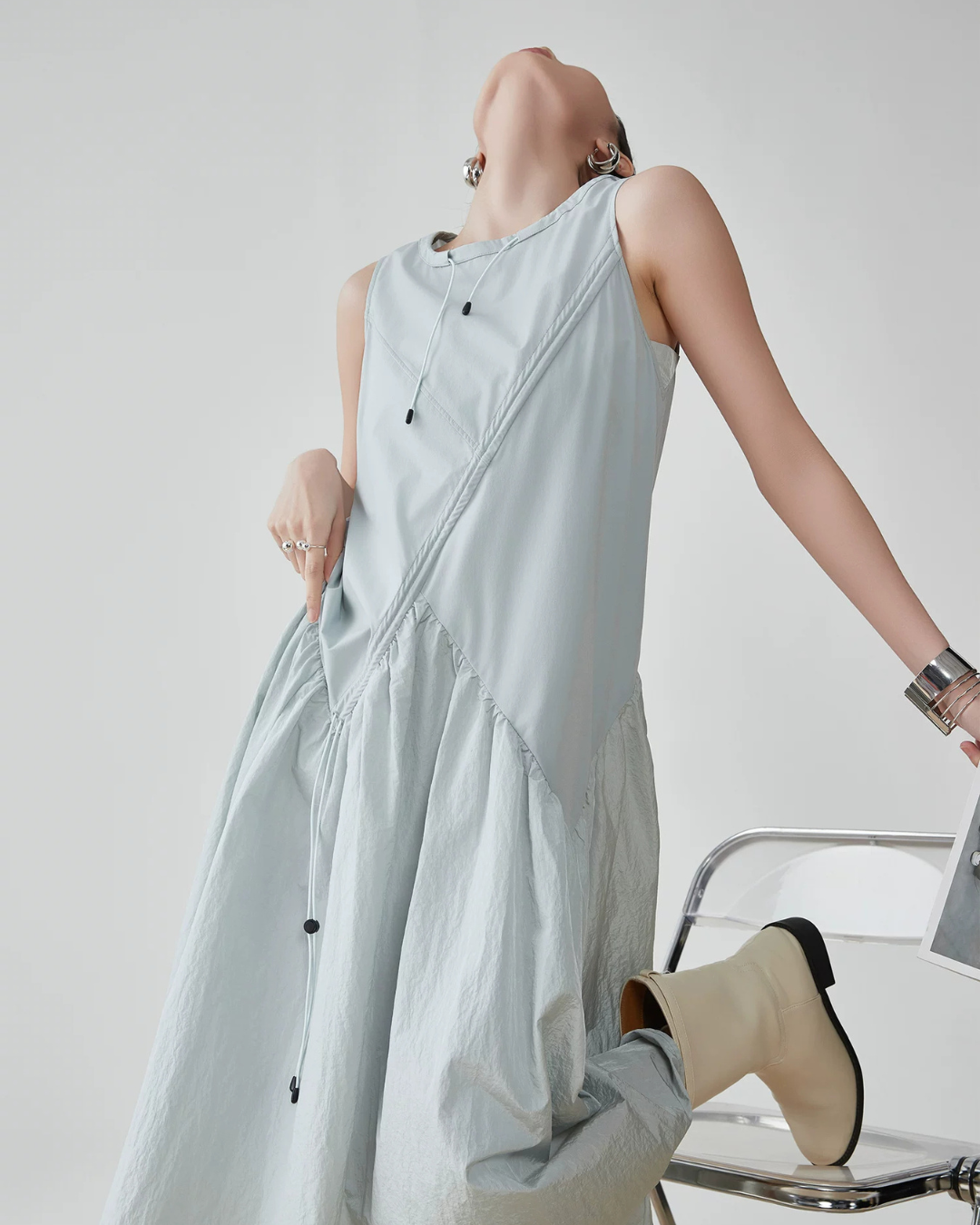 Asymmetric Drape Long Dress FER0279